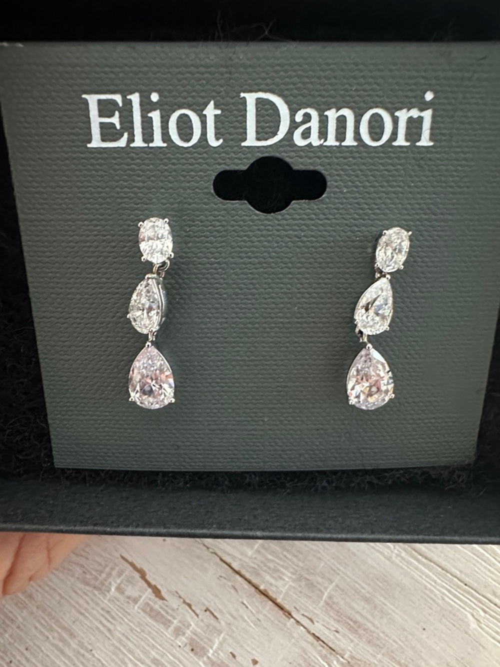 Eliot Danori Silver-Tone Clear Crystal Linear Drop Earrings - Clear